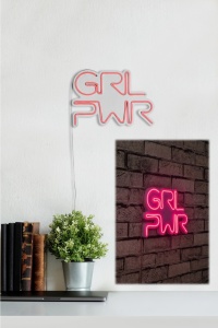 Светеща LED декорация за стена Girl Power Розова 36x25x2 см - Img 3