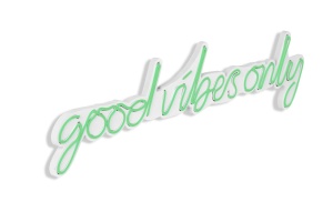 Светеща LED декорация за стена Good Vibes Only зелена 76x19x2 см - Img 7