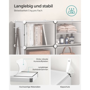 Стелаж за обувки Songmics White 82x32x122 cm - Img 4