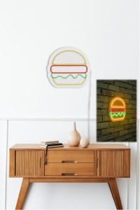 Стенна LED декорация, Hamburger, многоцветен, 28x27x2 см - Img 4