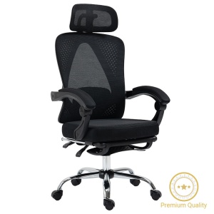 Стол за офис мениджър с подлакътници за крака Titan Premium Quality с висококачествена тъкан - черна мрежа