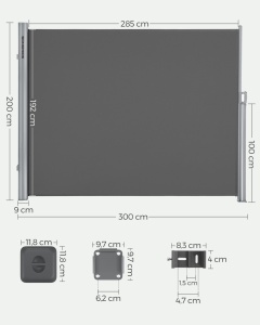 Странична тента Songmics Сива 200x300 см - Img 2