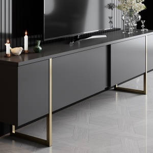Телевизионен шкаф Luxe Antracit 180x30x50 cm - Img 3