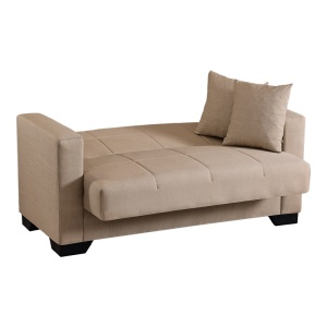 Canapea extensibila cu 2 locuri si spatiu de depozitare, Vox, Pako, Bej 150x84x83 cm - Img 4
