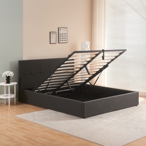 Двойно легло Zamblene с място за съхранение антрацит текстил 170x214.5x14.5x90 cm - Img 3
