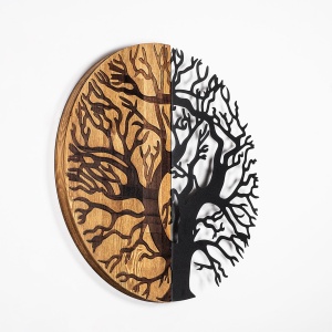 Декоративен дървен и метален аксесоар за стена Monument Tree Black 3x56 cm - Img 6