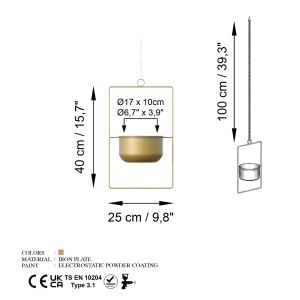 Декоративен саксий Парапет Златен 25x40x17 см - Img 7