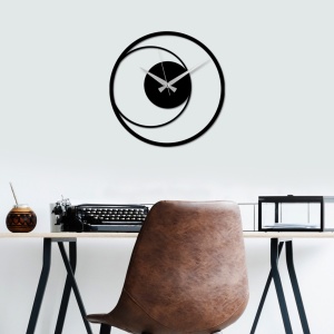 Декоративен стенен часовник от метал Circle Черен 49x49 см - Img 2