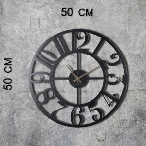 Декоративен стенен часовник от метал Circle Черен 50x50x2mm - Img 8
