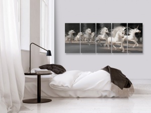 Картина - Еднорози в бягство (5 части) Тясна 225x90 см - Img 2