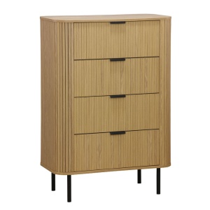 Комод с 4 чекмеджета Сканди в цвят естествено дърво 79x46x115см - Img 1