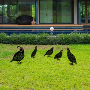 Комплект декоративни метални аксесоари за градина Quails, черен, 21x25 см