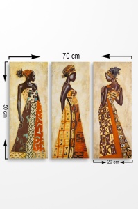 Комплект картини от платно (3 части) MDF0058 Многоцветен 70x50 cm - Img 2