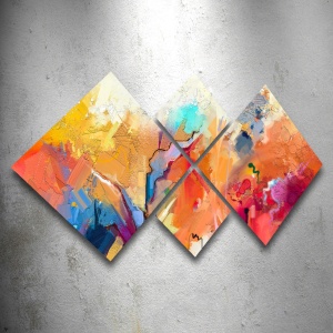 Комплект картини от платно (4 части) 4MDF1040210842 Многоцветен 60x115 cm - Img 2