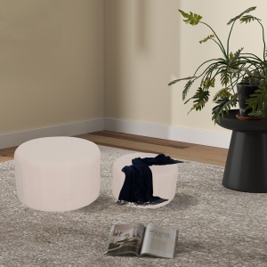 Комплект от 2 табуретки 2 бр Gabello boucle Bej 44x44x26,5 cm - Img 3