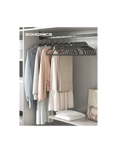 Комплект от 20 закачалки, Songmics, 43,5 см, кадифе, Сив, CRF20V - Img 2