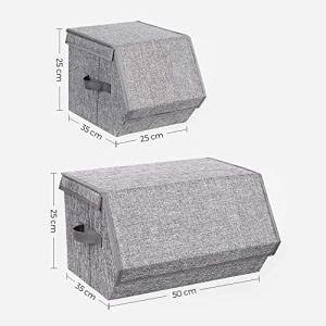 Комплект от 3 кутии за съхранение, Songmics, Сив, 25x35x25 см - Img 5