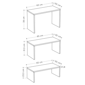 Комплект от 3 масички, Kantar, Pako World, естествен цвят, 65x30x39 см - Img 6