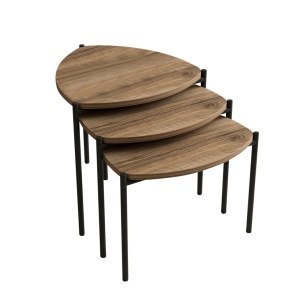 Комплект стативни масички за кафе, 3 броя Лени Орех 45x45x45 см - Img 9