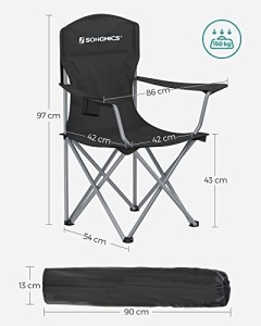 Комплект 2 къмпинг стола, Songmics, Черен, 76x51.5x95.5 см - Img 3