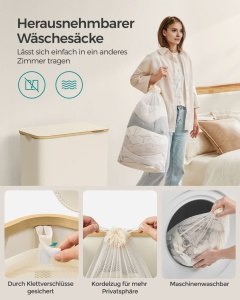 Кош за пране Songmics Крем 60x38.5x70.5 см - Img 5