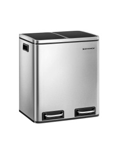 Кош за рециклиране, Songmics, 2 x 15L, вътрешни дръжки, Сребристо / Черно, LTB30H - Img 1