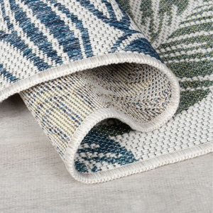 Кръгъл килим Bella Leaf Outdoor Blue Blue 160x160 cm, Flair Rugs - Img 3