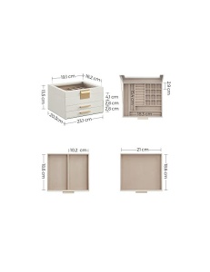 Кутия за бижута, Songmics, 3 слоя, 2 чекмеджета, JBC239WT, Бял-Златен - Img 6