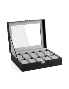 Кутия за ръчни часовници, Songmics, капацитет 20.2 x 25.5 x 7.8 см, JWB010BK, Сив - Img 1