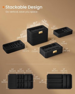 Кутия за съхранение на часовници Songmics Black 27.2x16.8x20.5 cm - Img 5
