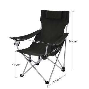 Къмпинг стол Songmics Черен 81x70x91 см - Img 6