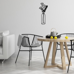 Метална картина Цвете Черно 24x60 см - Img 2