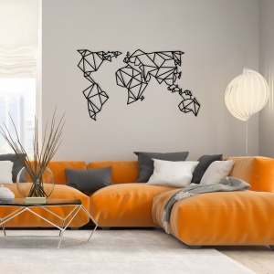 Метална картина World Черен 140x80 см - Img 4