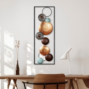 Мултицветна текстурирана метална картина 32x90x4 см - Img 2