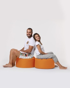 Пуф табуретка за градина Round Оранжев 55x30 см - Img 9