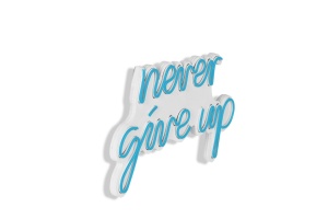 Светеща LED декорация за стена Never Give Up Син 39.5x23x2 см - Img 8
