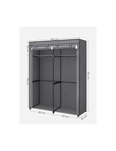 Сгъваем шкаф, Songmics, 43 x 140 x 174 см, Сив, RYG02GY, Текстил - Img 7