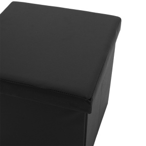 Табуретка-ракла за антре с място за съхранение Crystal от еко кожа черен 38x38x38см - Img 4