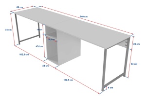 Бюро Twin Study Desk Antracit - Img 9