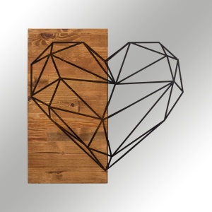 Декоративен дървен и метален аксесоар за стена Heart Black 58x58 cm - Img 5