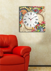 Декоративен стенен часовник от плат 4545CS, многоцветен, 45x45x3 см