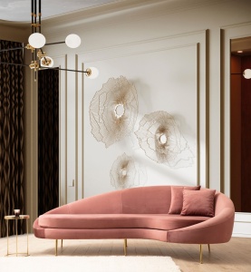 Диван за 3 места Есес Розов 255x120x85 см - Img 1
