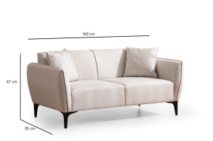 Диван с 2 места Belissimo Beige 160x67x95 cm - Img 6