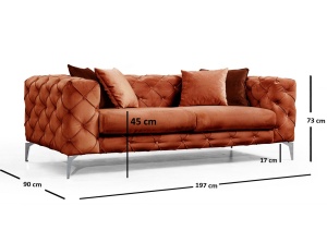 Диван с 2 места Como Orange 197x73x90 cm - Img 4