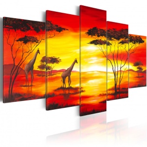 Картина - Жирафи на фона на залез 100x50 см