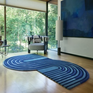 Килим, Conway Retro Shaped Flair Rugs, тъмносин, 150x240 см