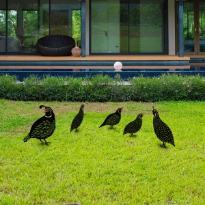 Комплект декоративни метални аксесоари за градина Quails Черен 21x25 см