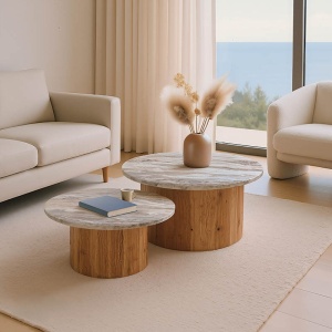 Комплект масички за кафе 2 броя Sergy boho Natural 90x90x40 cm