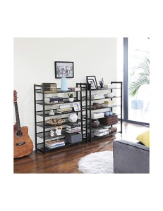 Комплект от 2 стелажа за обувки, Songmics, 48-60 двойки, Черен 92 x 30 x 223 см - Img 4