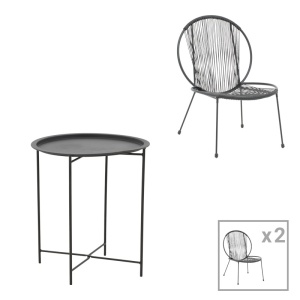 Комплект от 3 градински маси и столове Dapper Caius черен метал 64.5x74.5x74.5x76 cm - Img 1